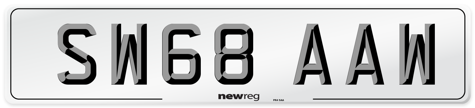 SW68 AAW Number Plate from New Reg